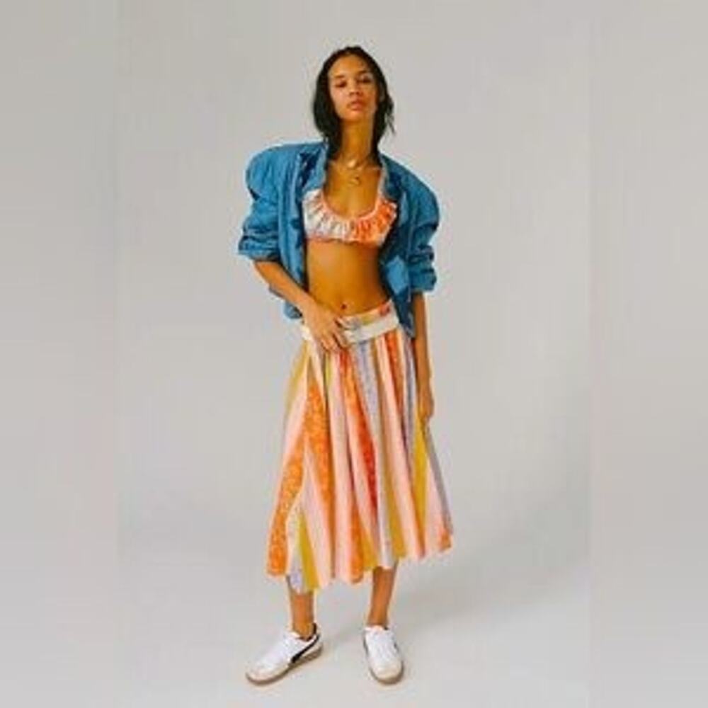 Free People As It Was Two Piece Skirt Set In Oak Multi Tropical Print Size M - Picture 2 of 16